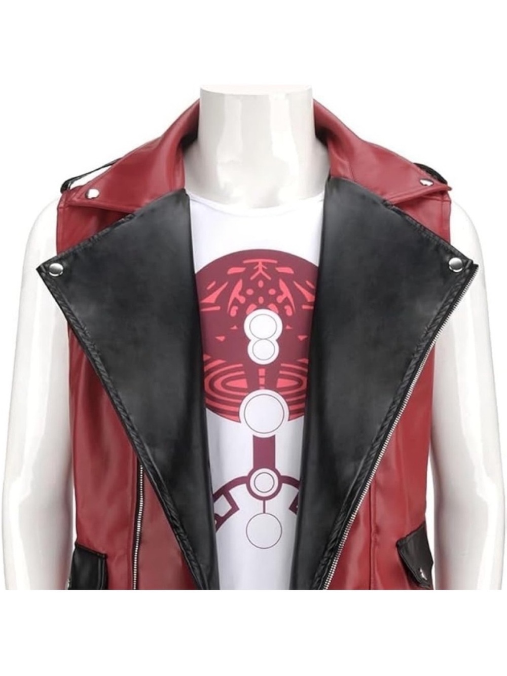 Red and Black Faux Leather Men's Thor Moto Vest XXL